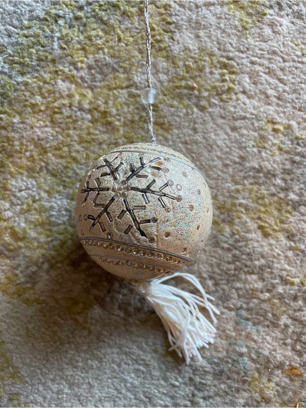 Silver Snowflake Tassel Christmas Tree Ornament decor winter
